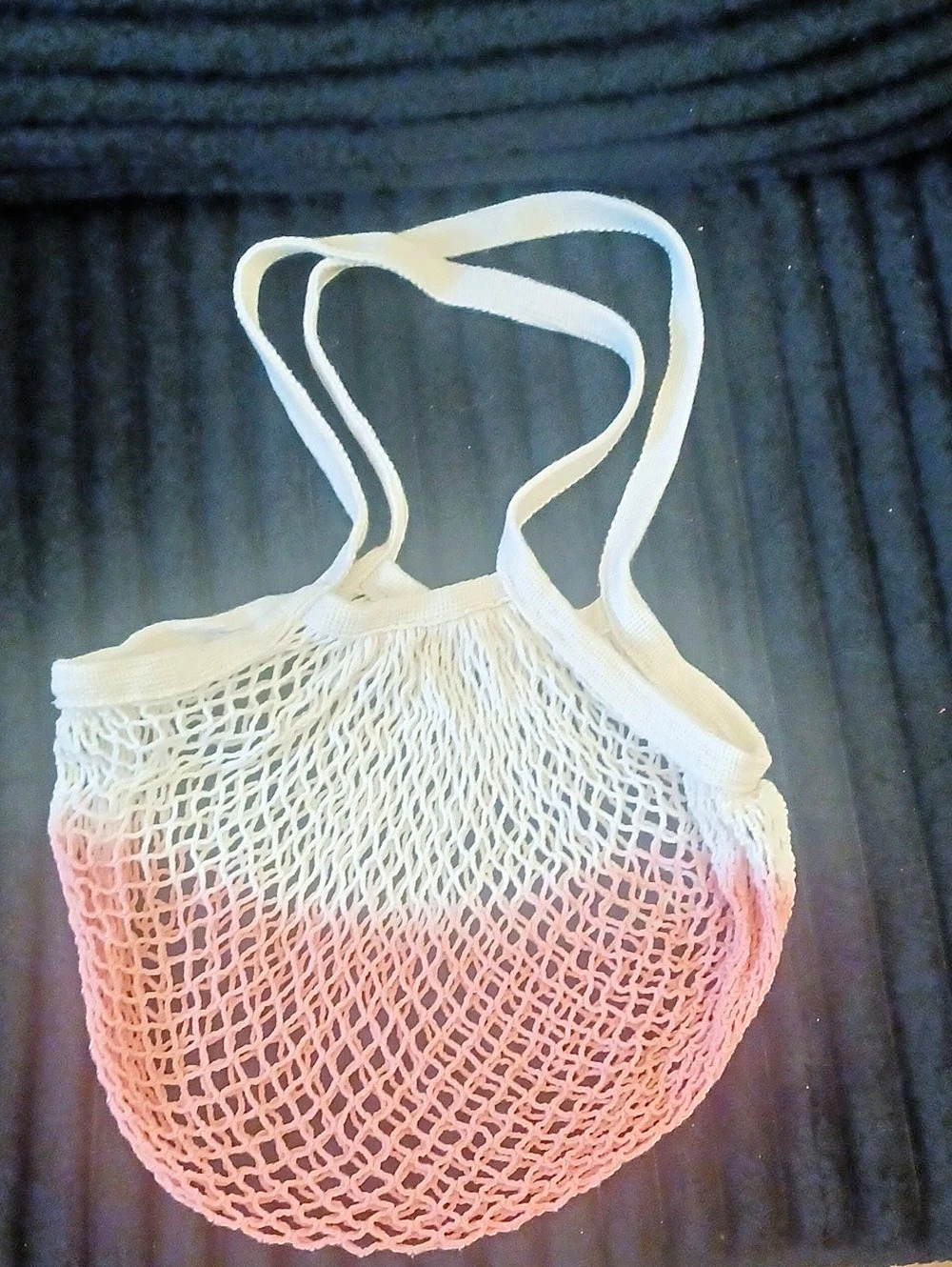 Color Block Net Tote in Pink & White